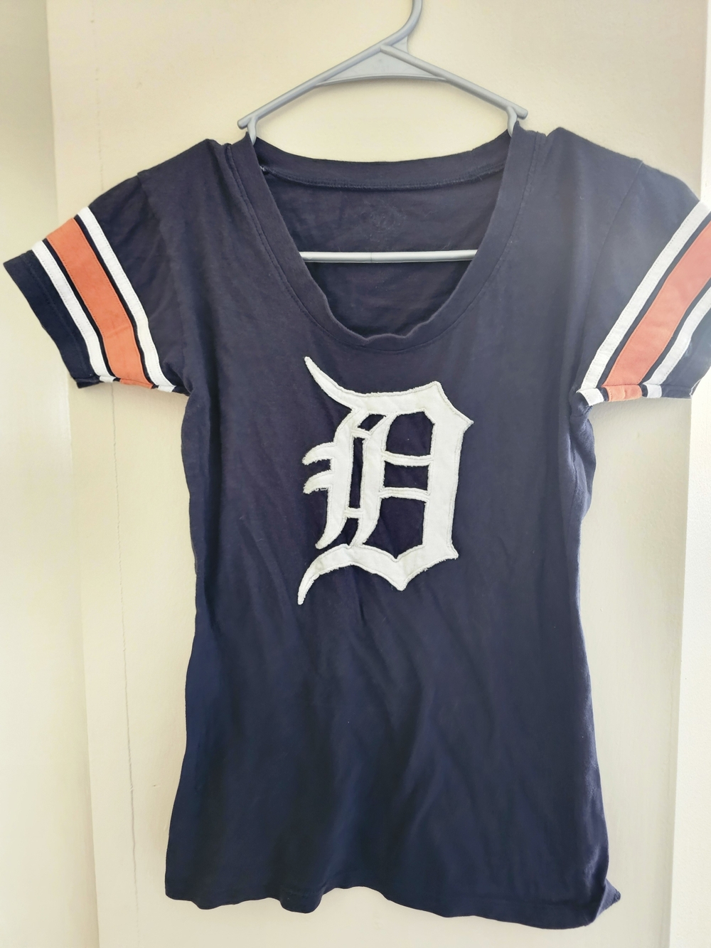Navy Graphic Tee Shirt With Detroit Tigers Colors And Logo